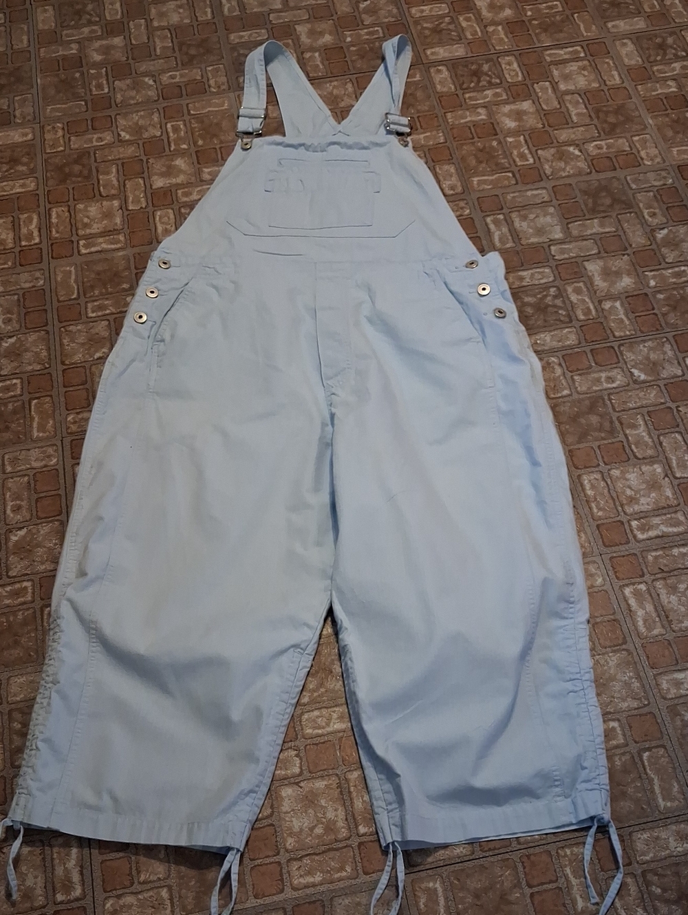 Women's Light Blue Denim-Style Overalls with Adjustable Straps
